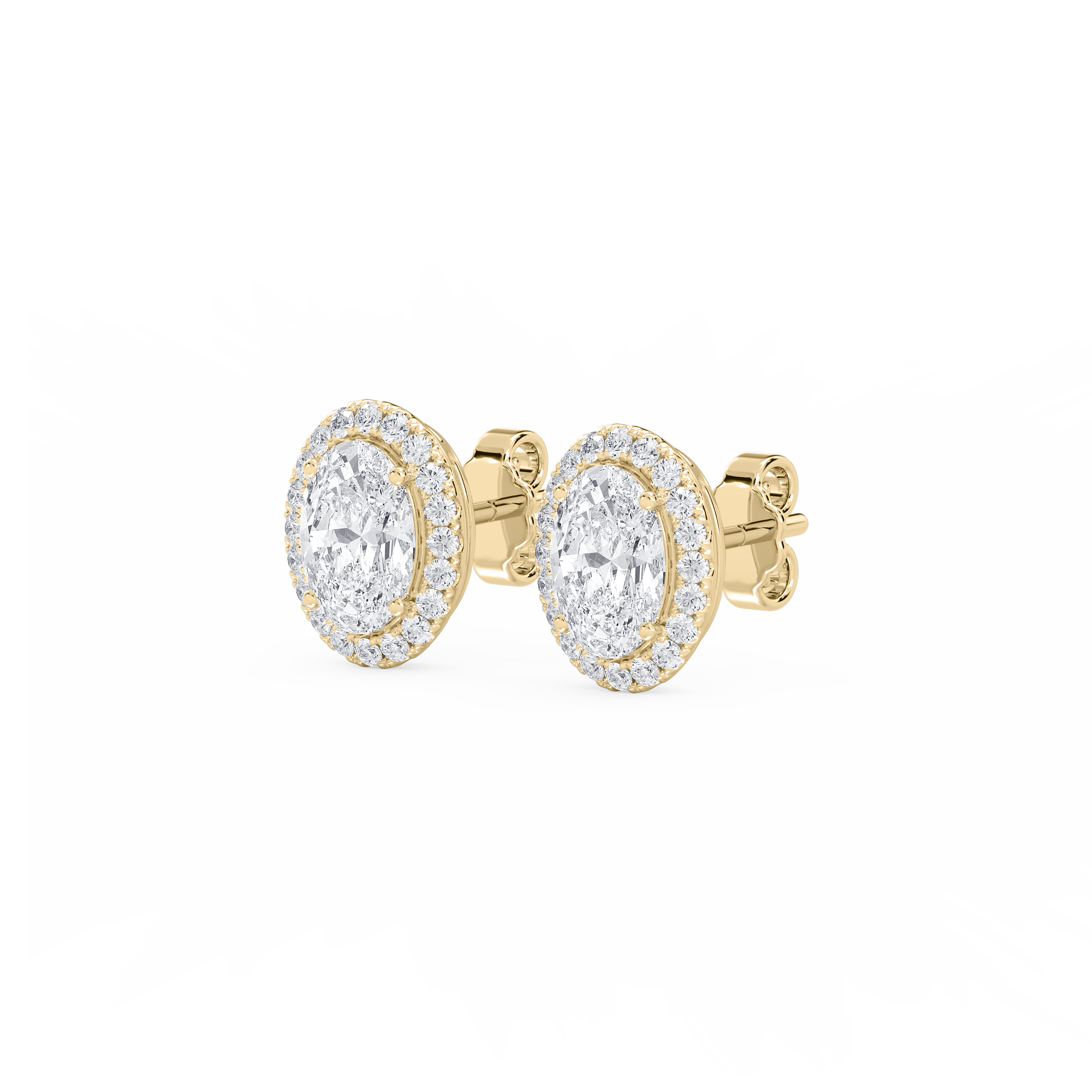 Lovea Halo Ohrstecker – Ovalschliff – Gelbgold