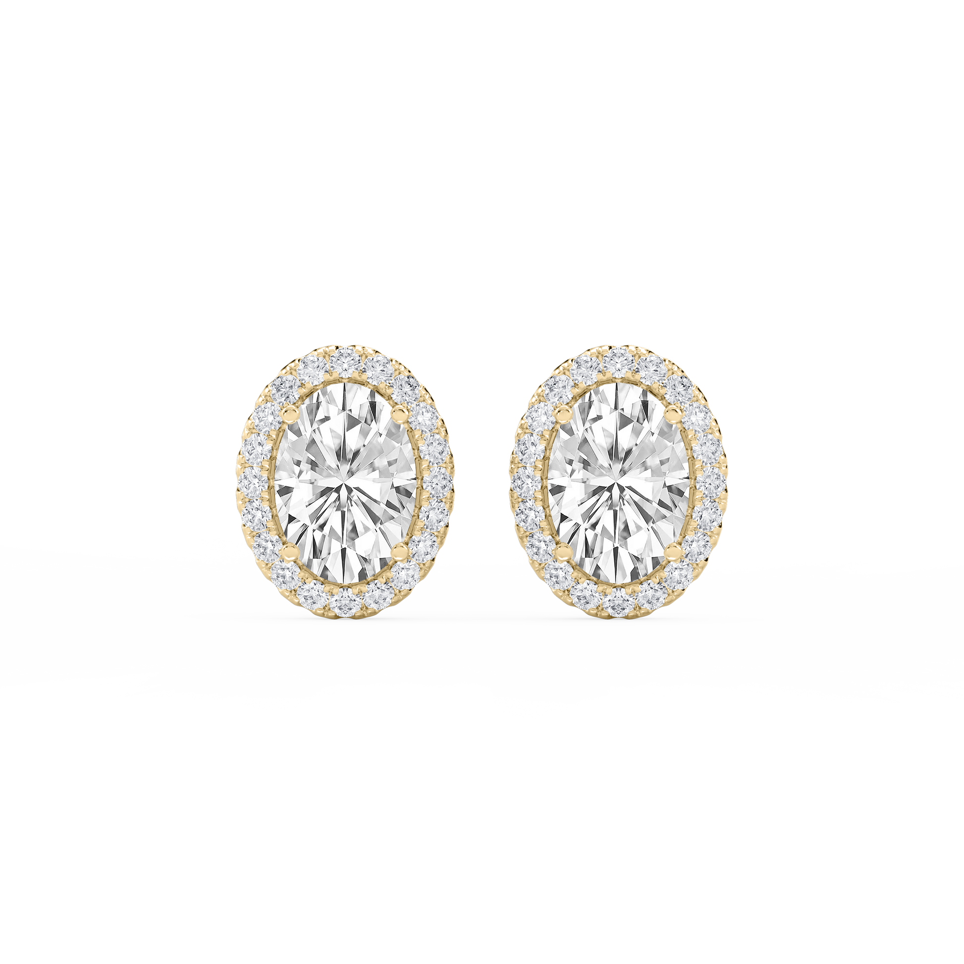 Lovea Halo Ohrstecker – Ovalschliff – Gelbgold