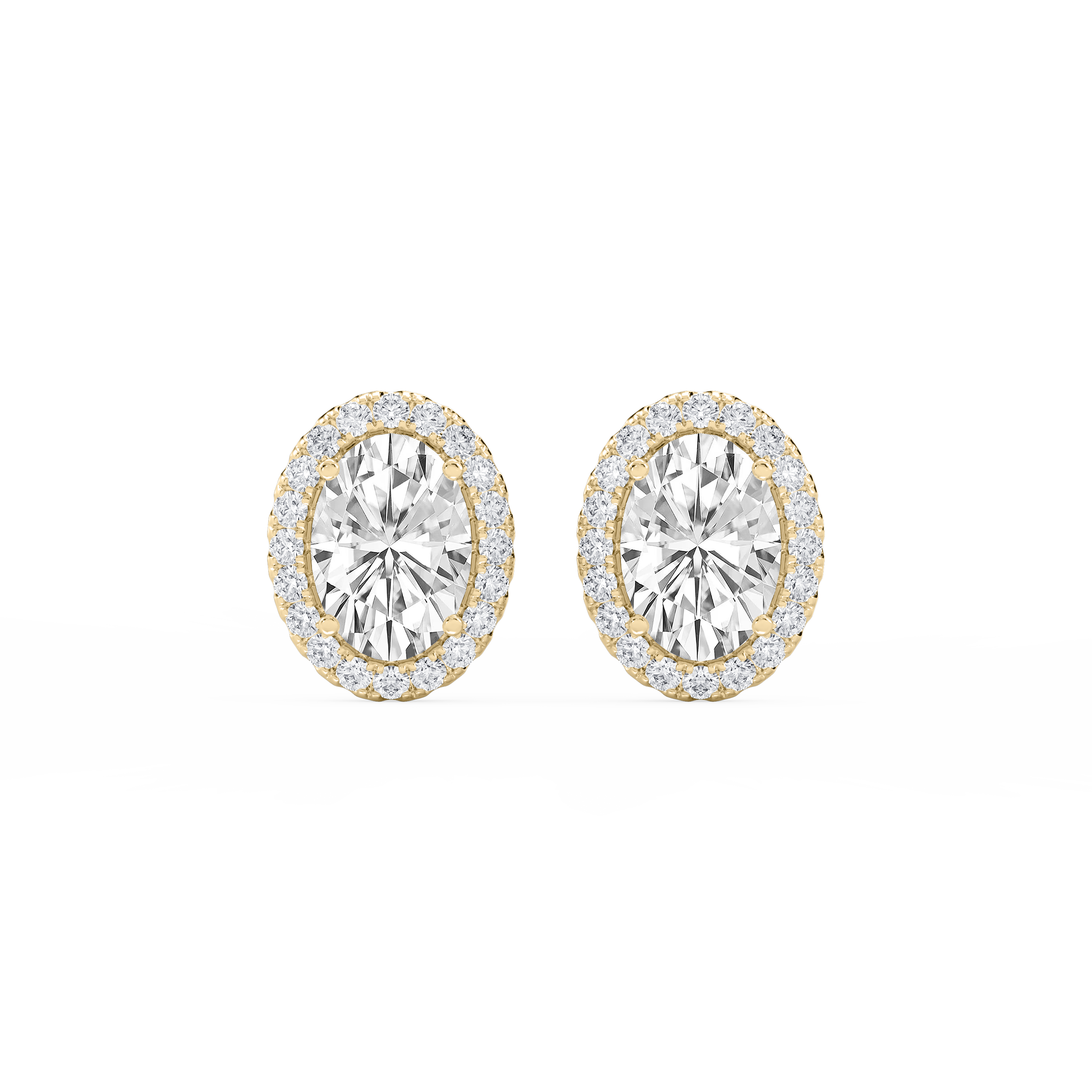 Lovea Halo Ohrstecker – Ovalschliff – Gelbgold
