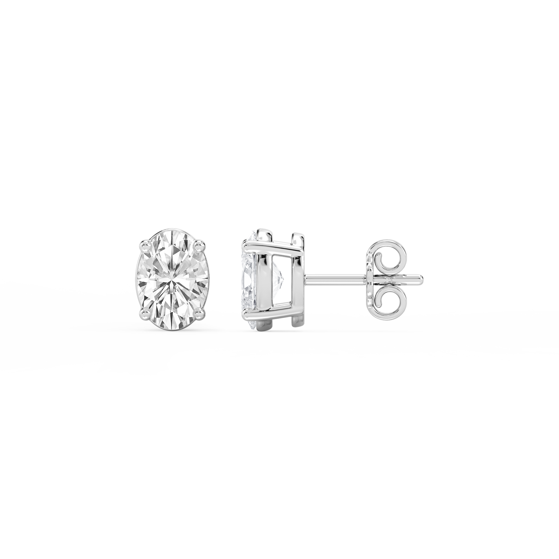 Lovea Classic Ohrstecker Steckverschluss – Ovalschliff – Weißgold
