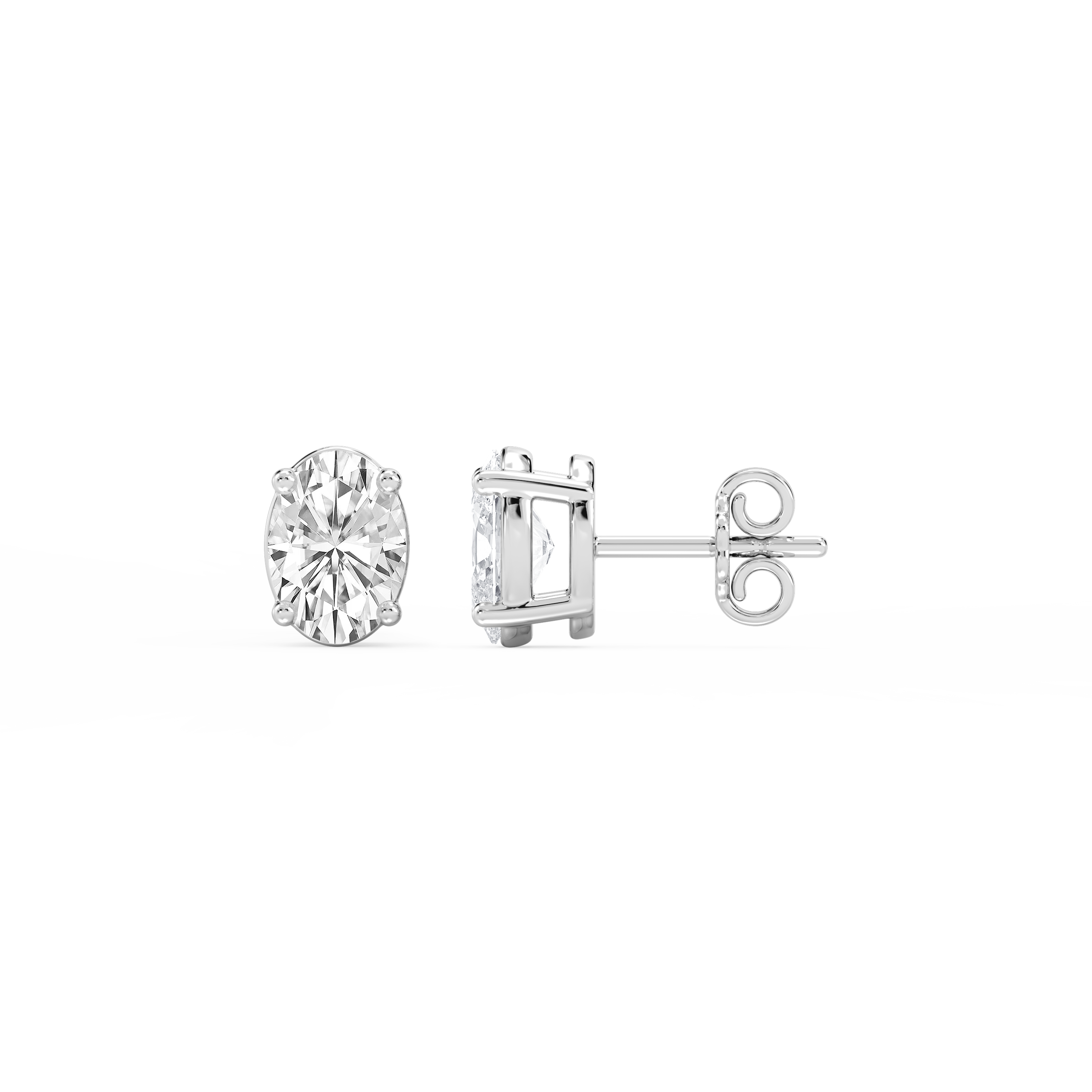 Lovea Classic Ohrstecker Steckverschluss – Ovalschliff – Weißgold