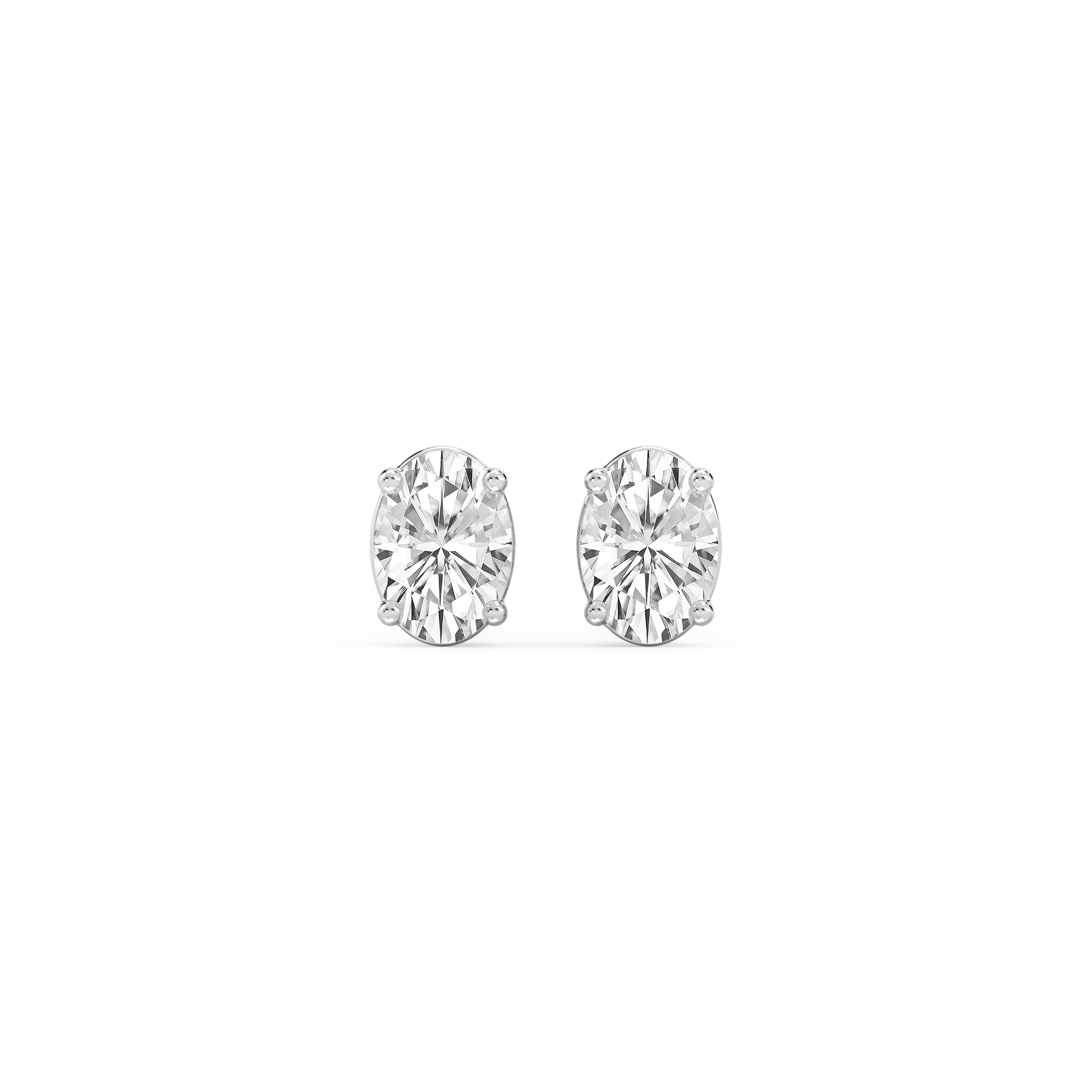Lovea Classic Ohrstecker Steckverschluss – Ovalschliff – Weißgold