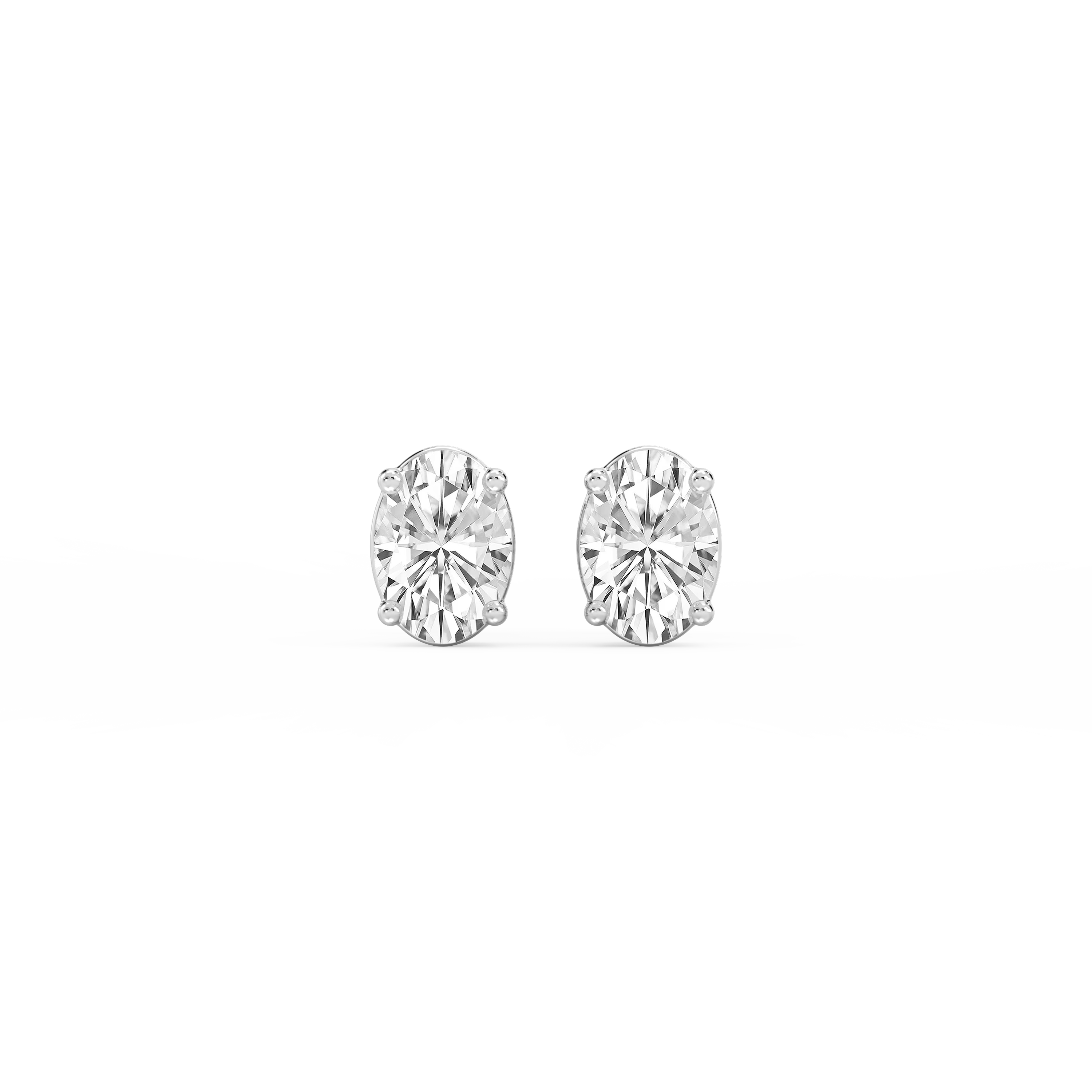 Lovea Classic Ohrstecker Steckverschluss – Ovalschliff – Weißgold