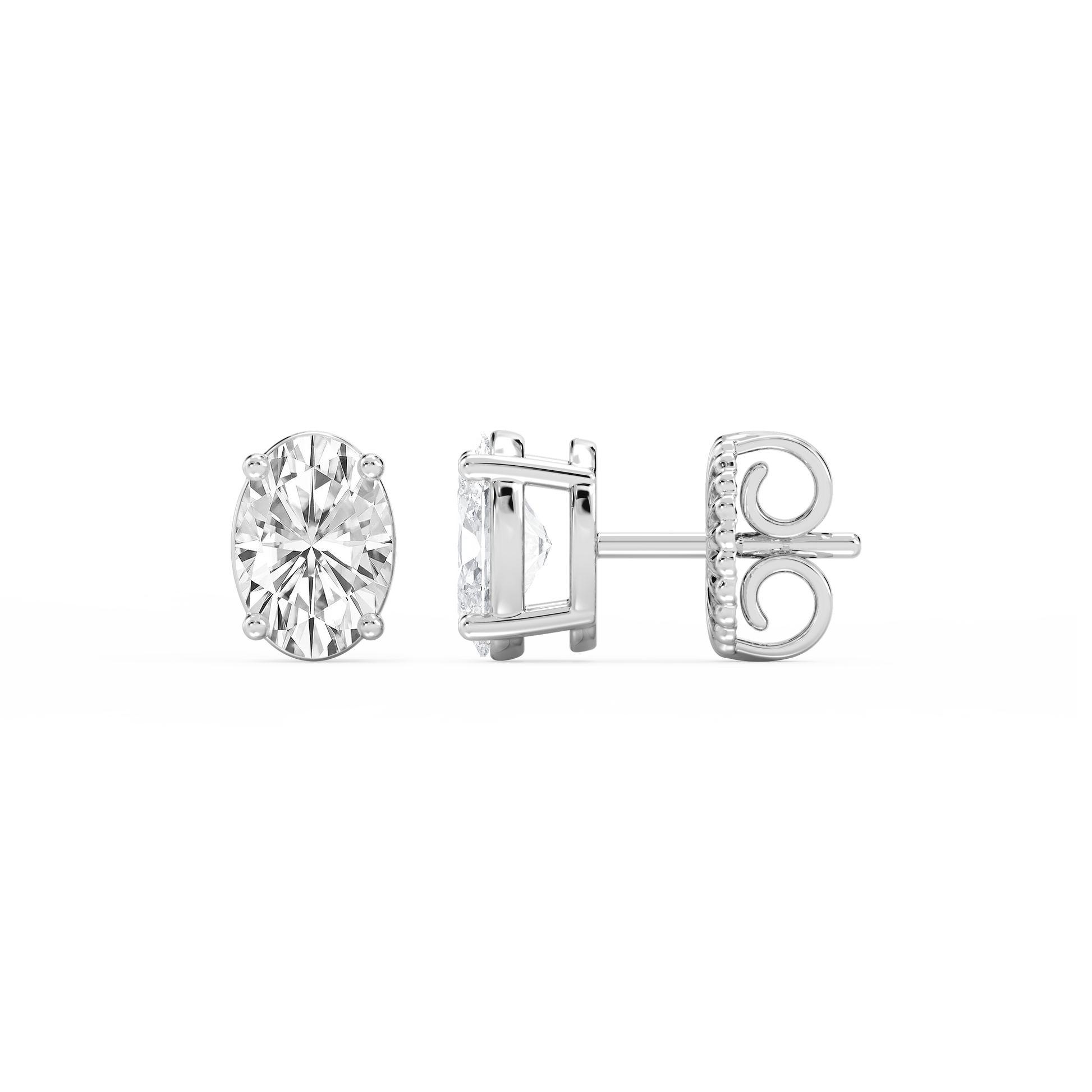 Lovea Classic Ohrstecker Steckverschluss – Ovalschliff – Weißgold