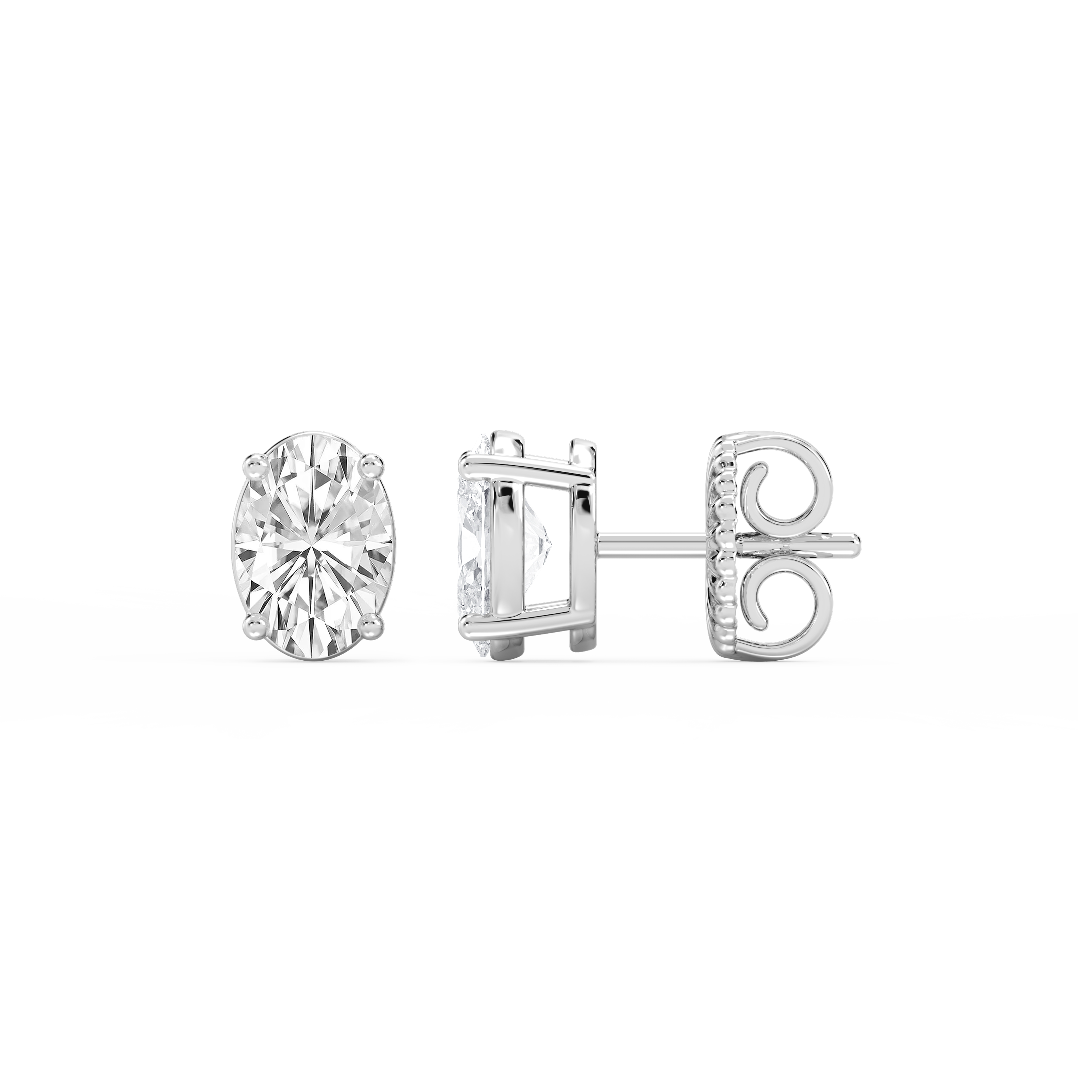 Lovea Classic Ohrstecker Steckverschluss – Ovalschliff – Weißgold