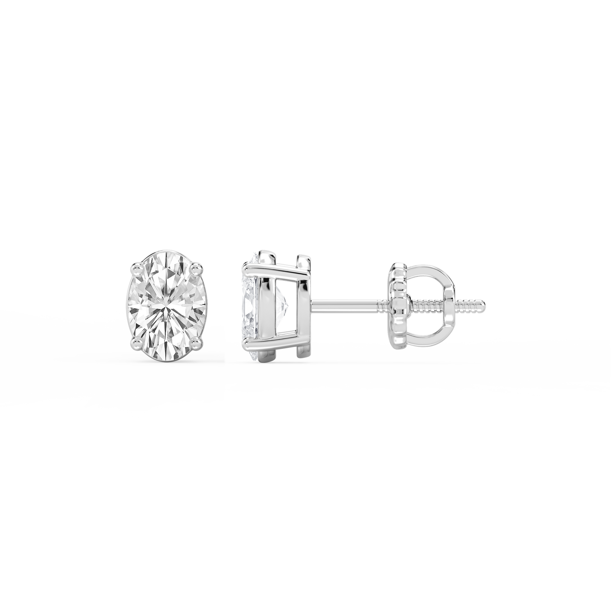 Lovea Classic Ohrstecker Schraubverschluss – Ovalschliff – Weißgold