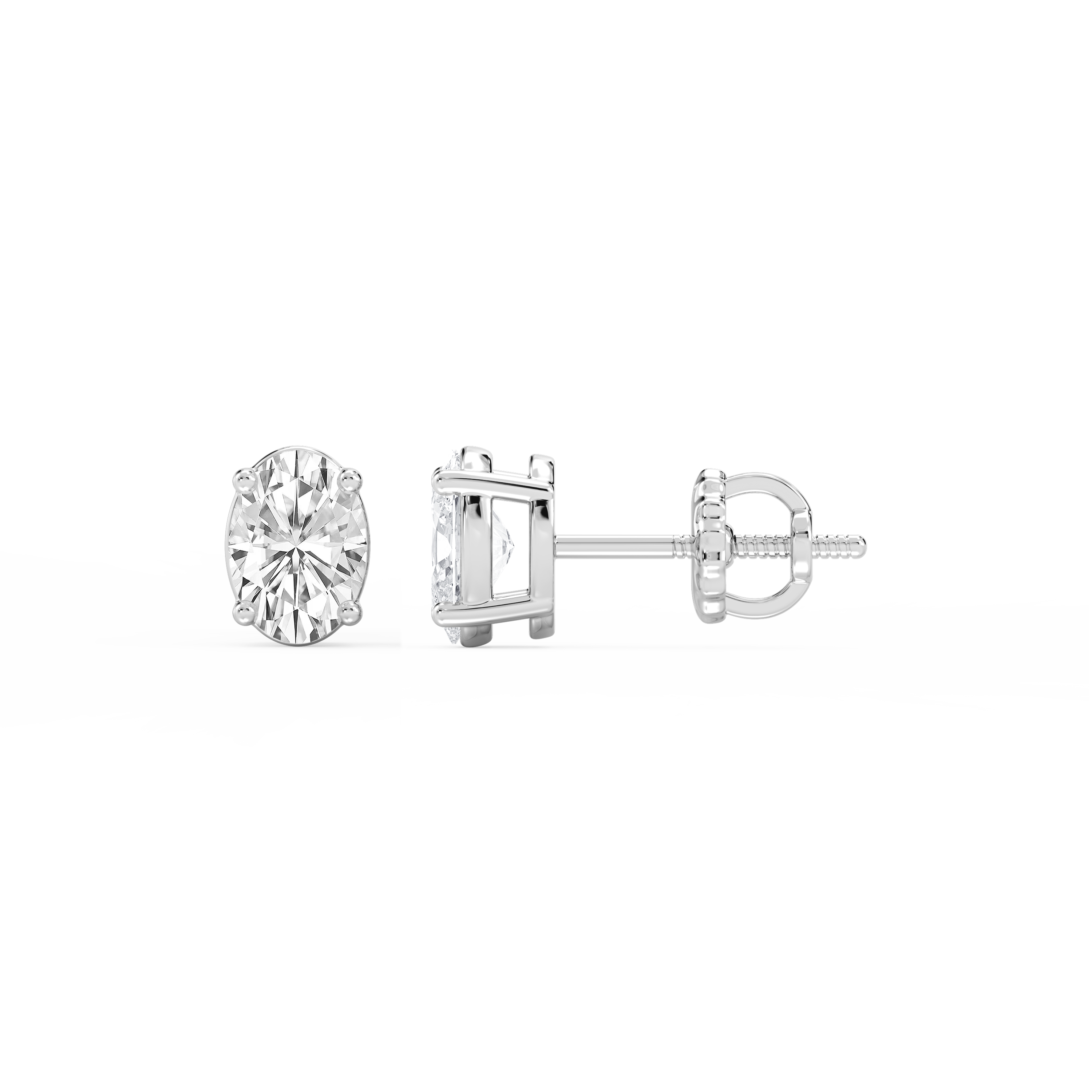 Lovea Classic Ohrstecker Schraubverschluss – Ovalschliff – Weißgold