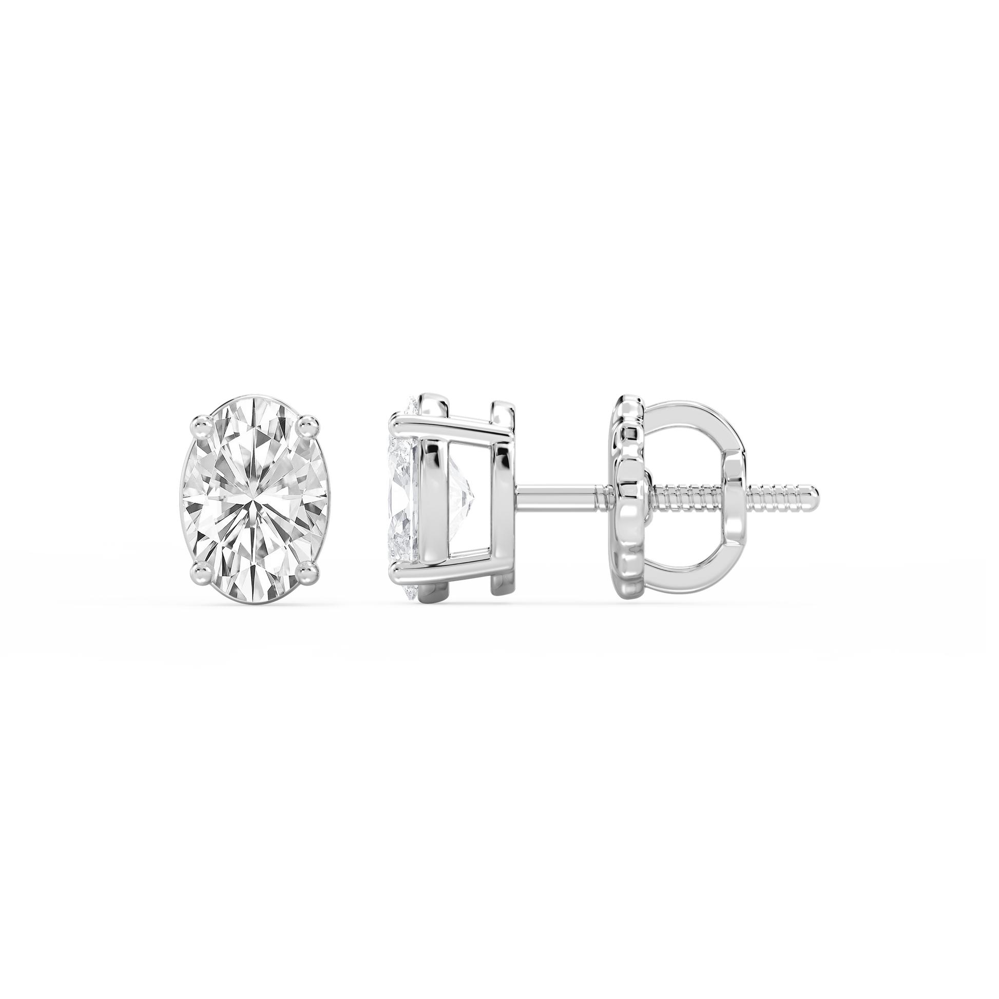 Lovea Classic Ohrstecker Schraubverschluss – Ovalschliff – Weißgold