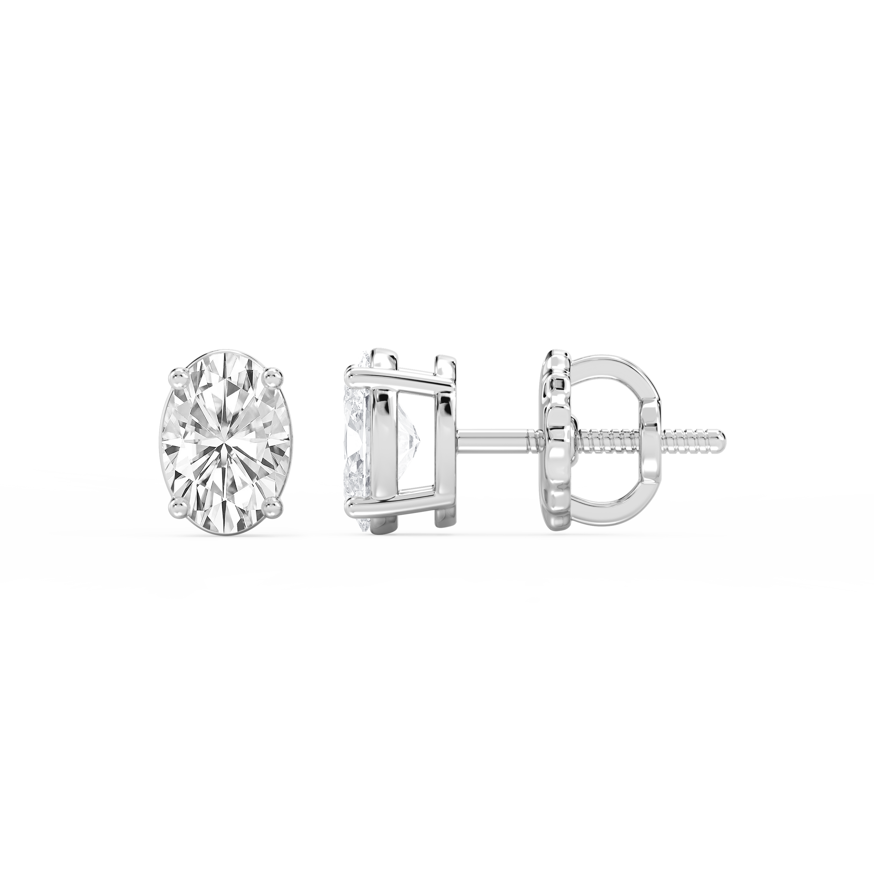 Lovea Classic Ohrstecker Schraubverschluss – Ovalschliff – Weißgold