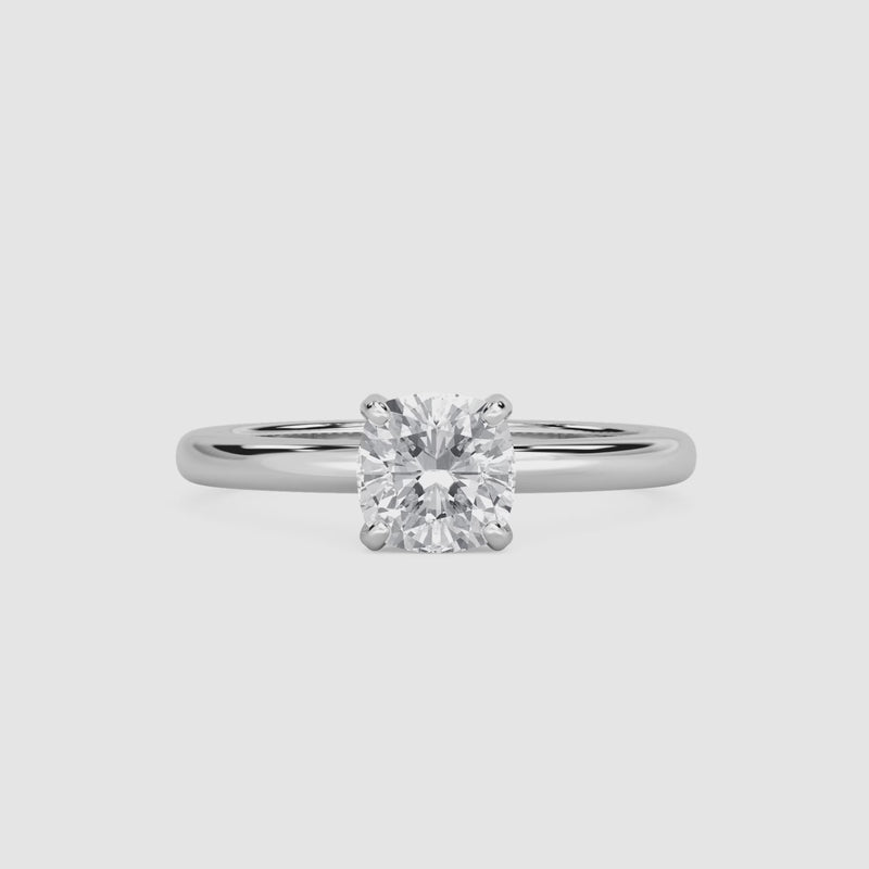 Lauren Solitaire Verlobungsring – Kissenschliff – Weißgold – Video