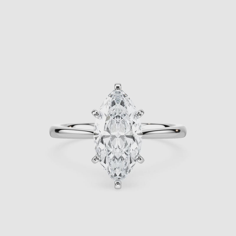 Marie Kathedrale-Solitaire Verlobungsring – Marquiseschliff – Weißgold – Video