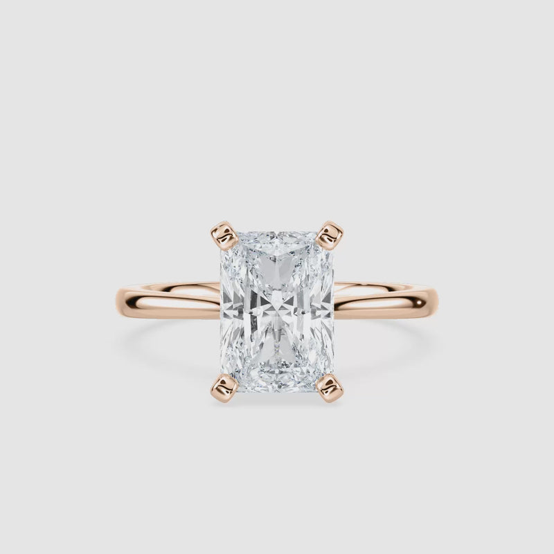 Marie Kathedrale-Solitaire Verlobungsring – Radiantschliff – Roségold – Video