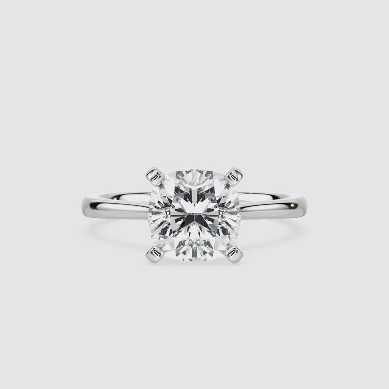 Marie Kathedrale-Solitaire Verlobungsring – Kissenschliff – Weißgold – Video