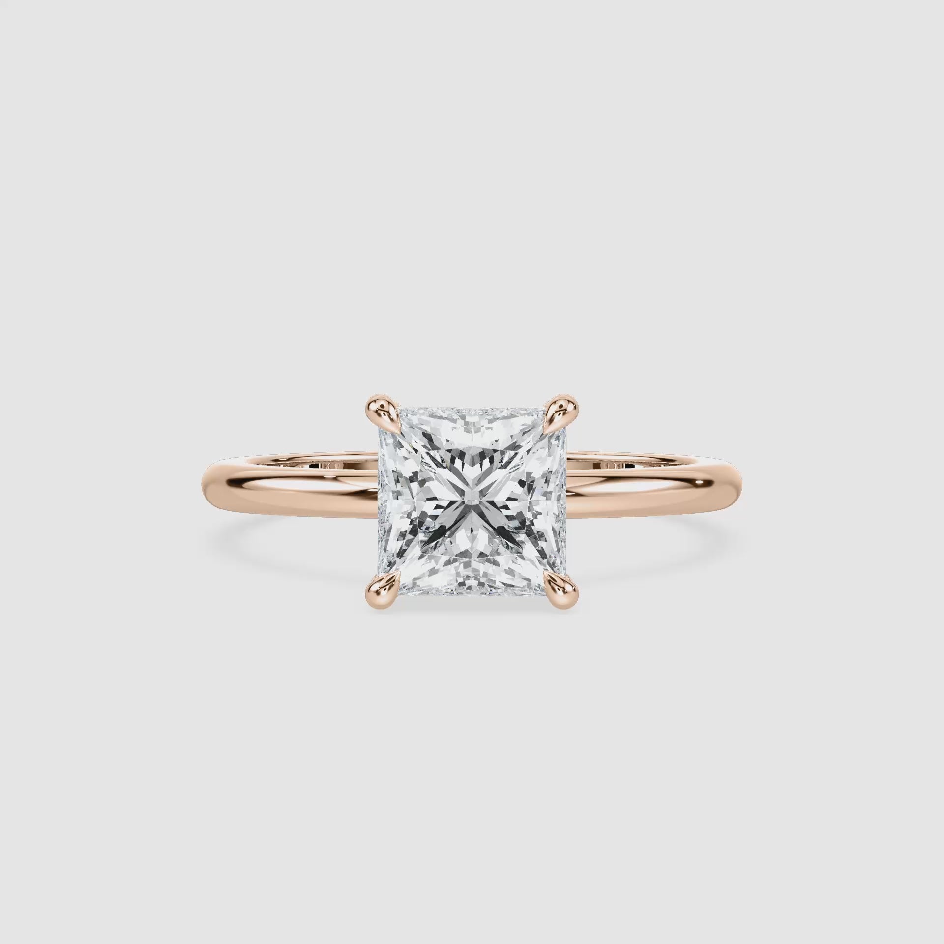 Video laden: Maggie Solitaire Verlobungsring – Prinzessschliff – Roségold – Video