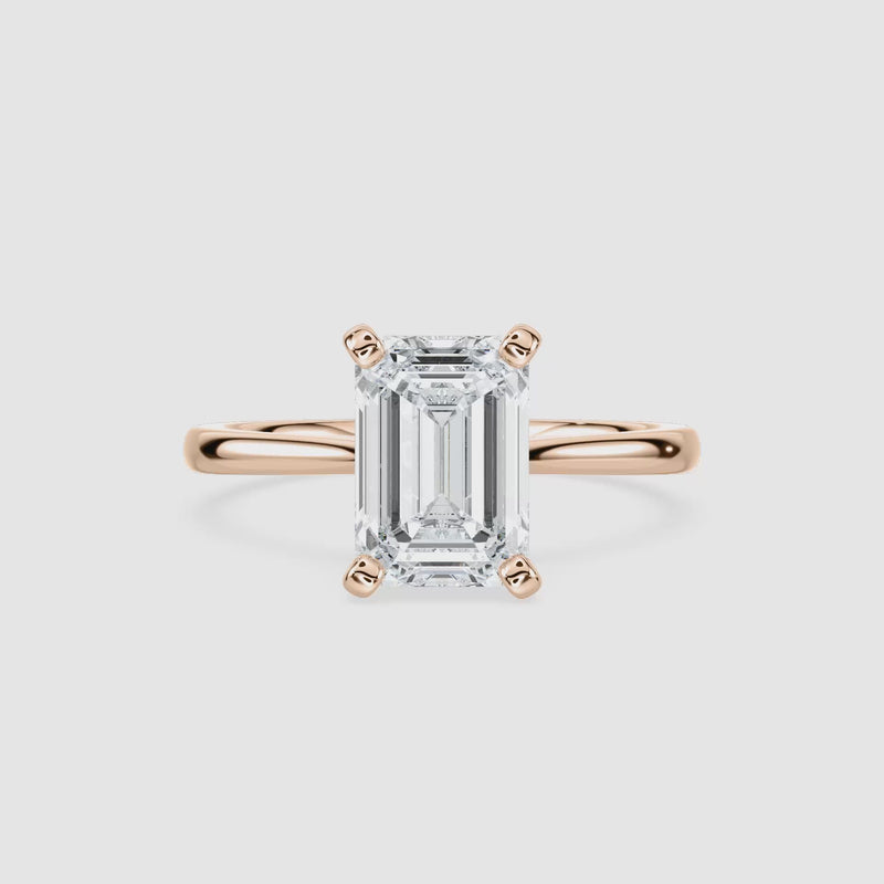 Marie Kathedrale-Solitaire Verlobungsring – Smaragdschliff – Roségold – Video