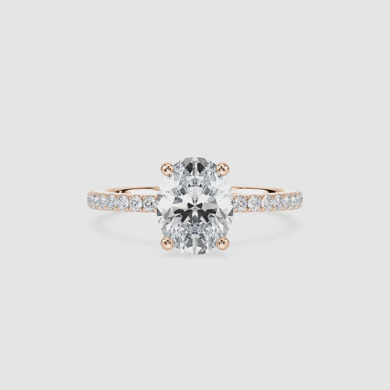 Margot Hidden Halo Verlobungsring – Ovalschliff – Roségold – Video