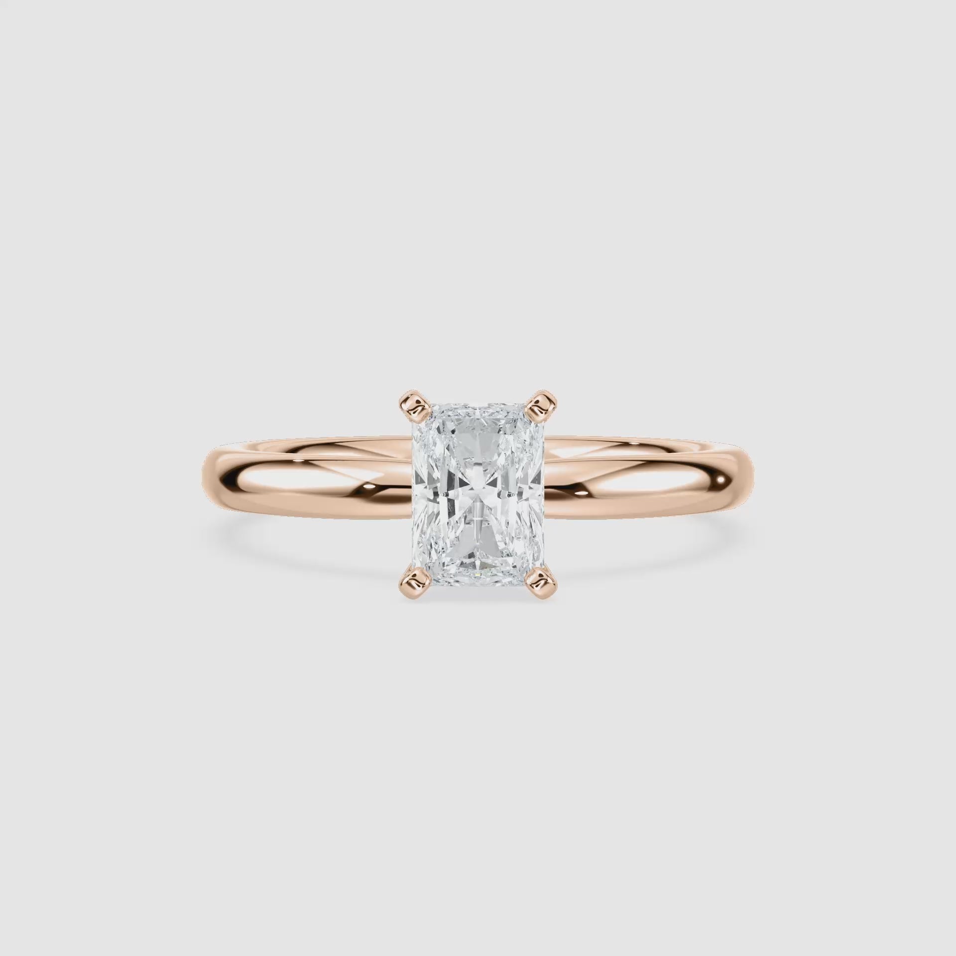 Video laden: Lauren Solitaire Verlobungsring – Radiantschliff – Roségold – Video