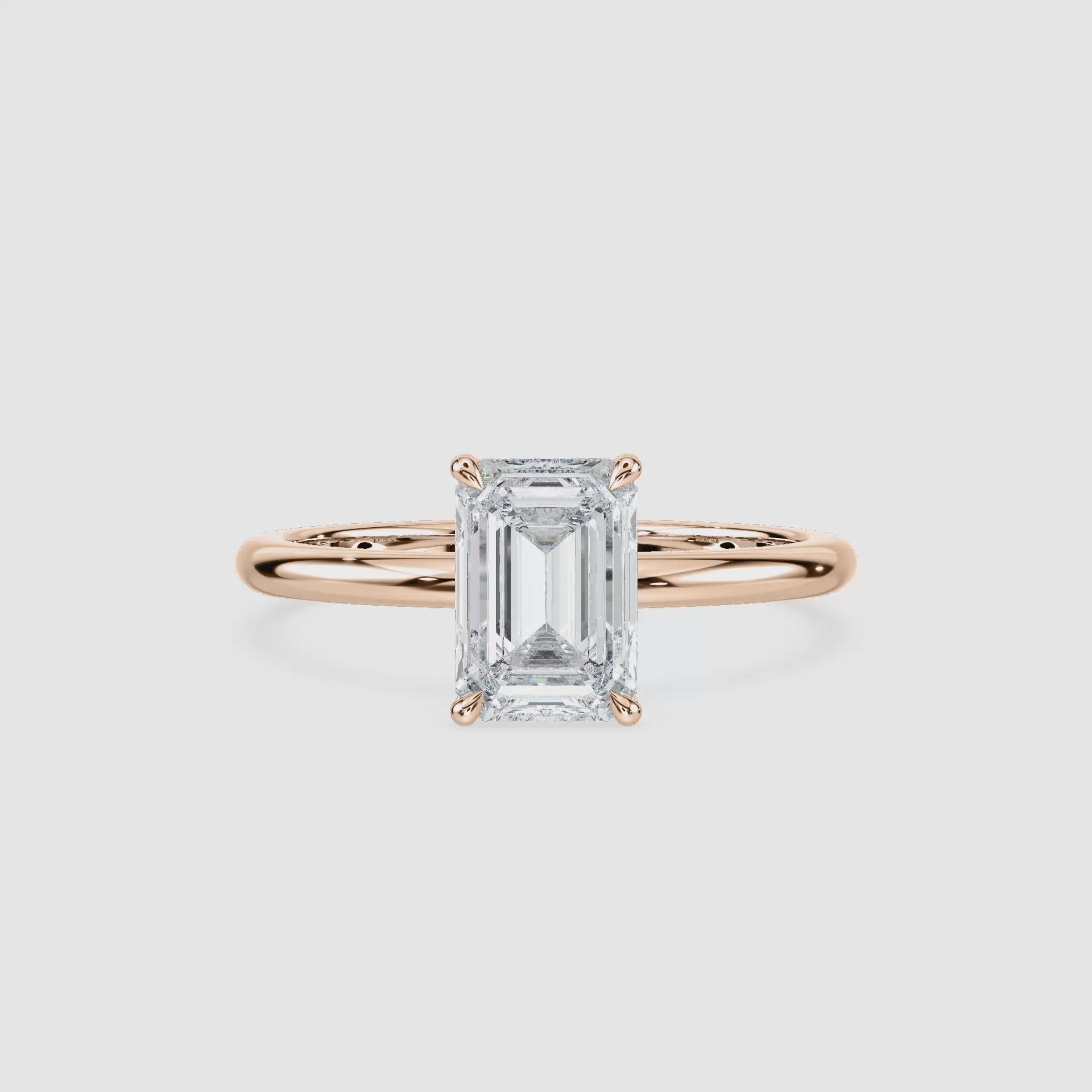 Video laden: Maggie Solitaire Verlobungsring – Smaragdschliff – Roségold – Video