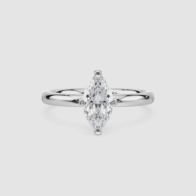 Lauren Solitaire Verlobungsring – Marquiseschliff – Weißgold – Video