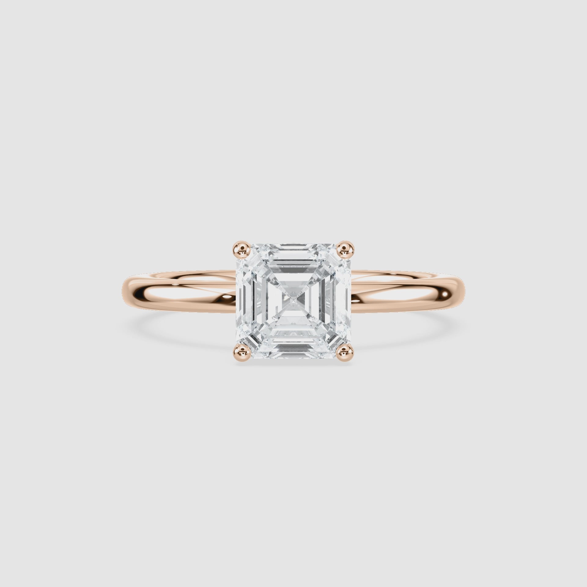 Video laden: Rosey Blüten-Solitaire Verlobungsring – Asscherschliff – Roségold – Video