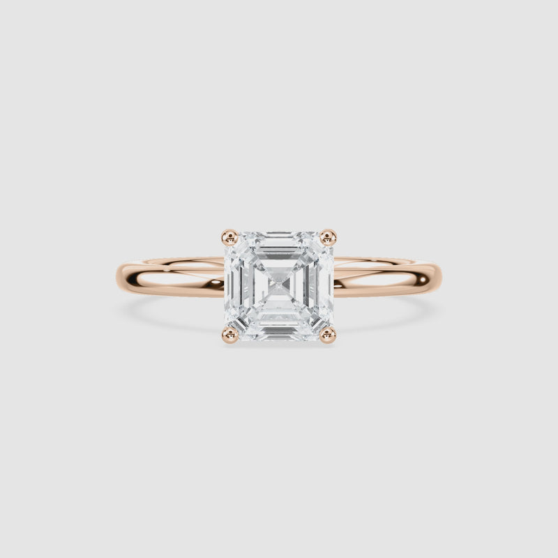 Rosey Blüten-Solitaire Verlobungsring – Asscherschliff – Roségold – Video