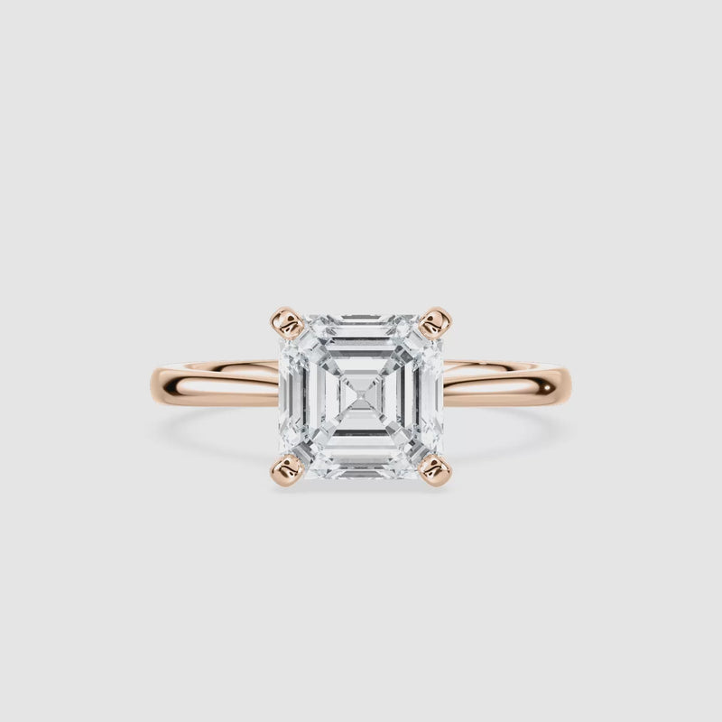 Marie Kathedrale-Solitaire Verlobungsring – Asscherschliff – Roségold – Video