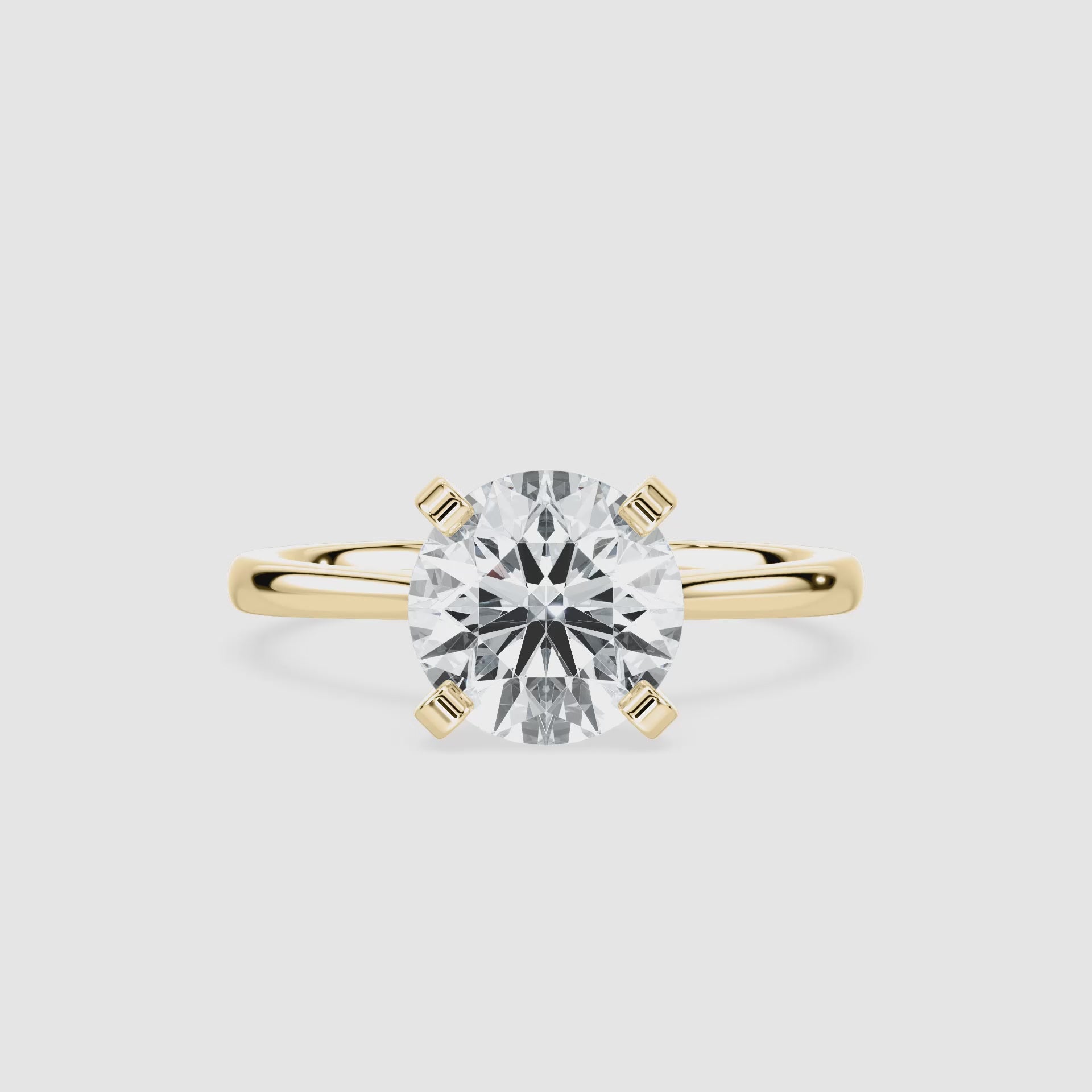 Video laden: Marie Kathedrale-Solitaire Verlobungsring – Rundschliff – Gelbgold – Video