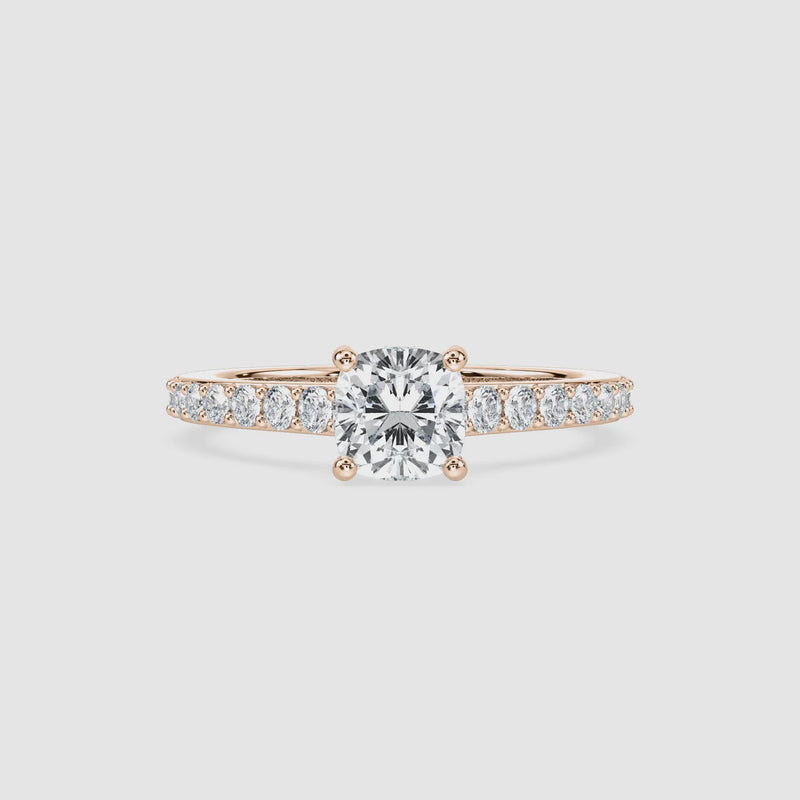 Angel Hidden Halo Verlobungsring – Kissenschliff – Roségold – Video