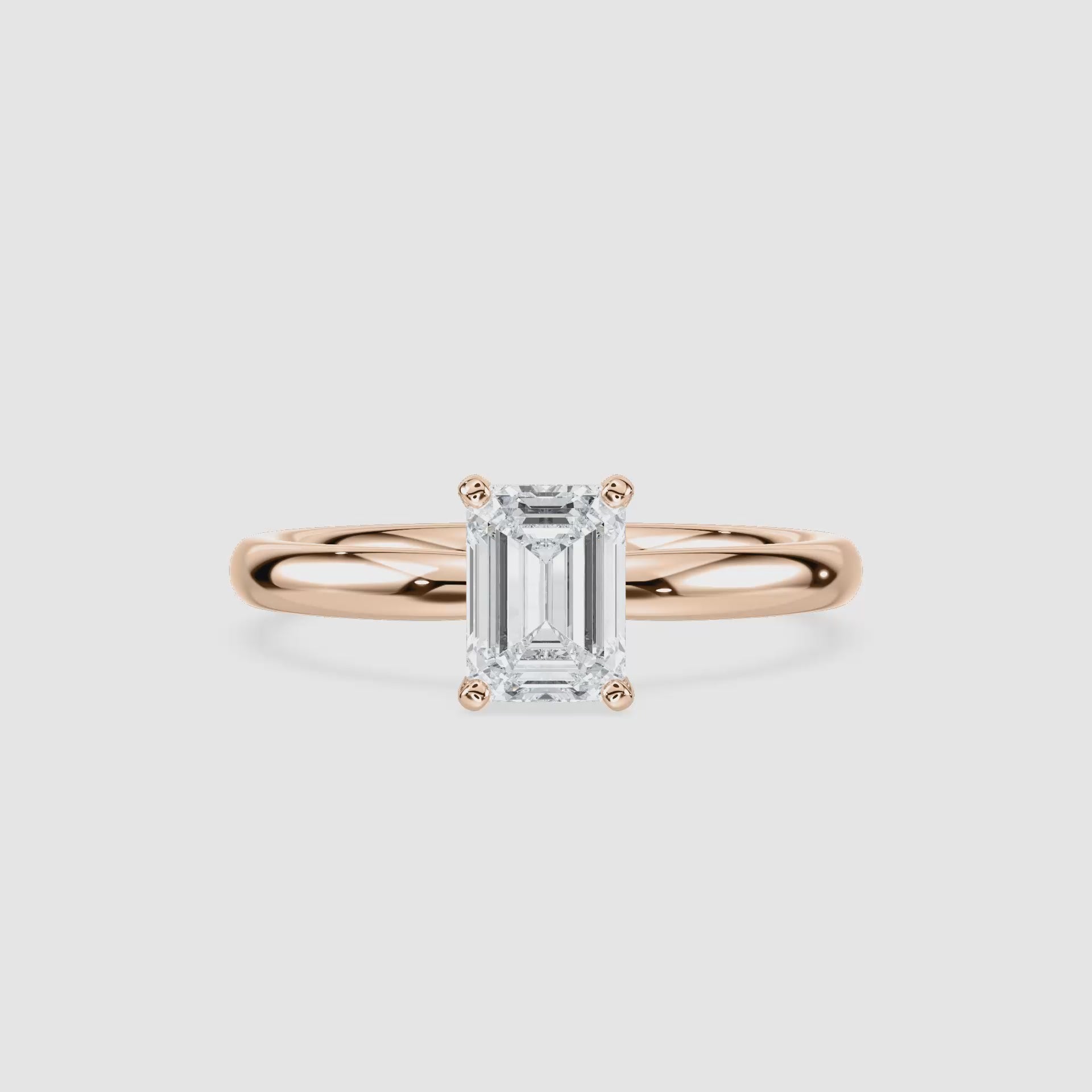 Video laden: Lauren Solitaire Verlobungsring – Smaragdschliff – Roségold – Video