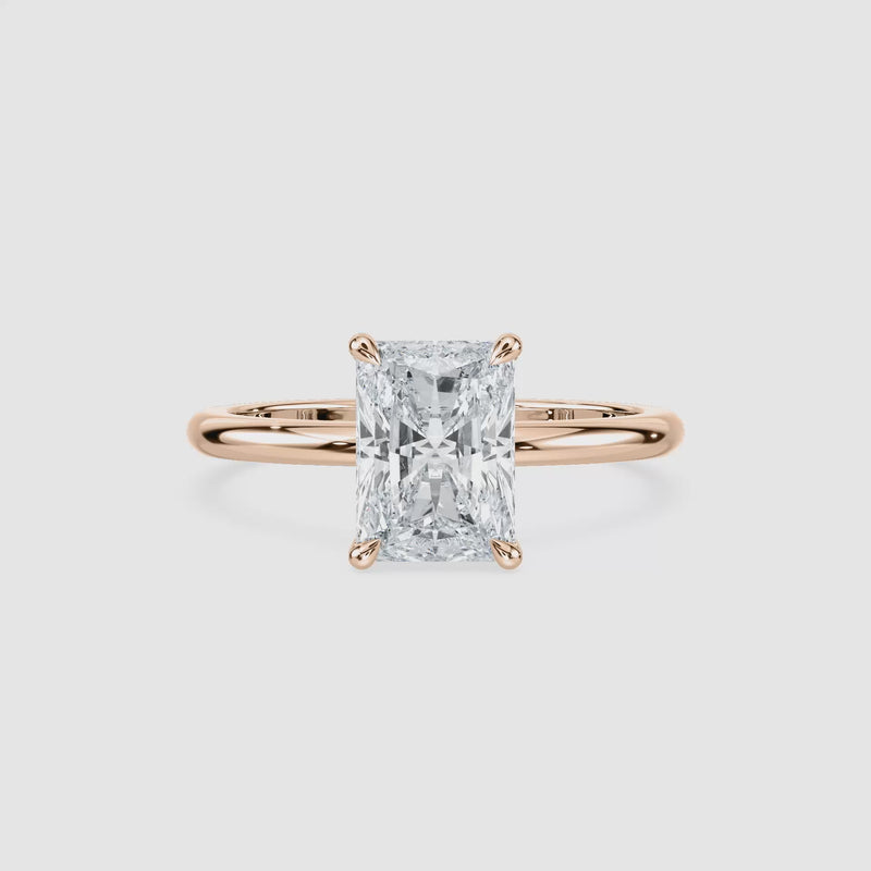 Maggie Solitaire Verlobungsring – Radiantschliff – Roségold – Video