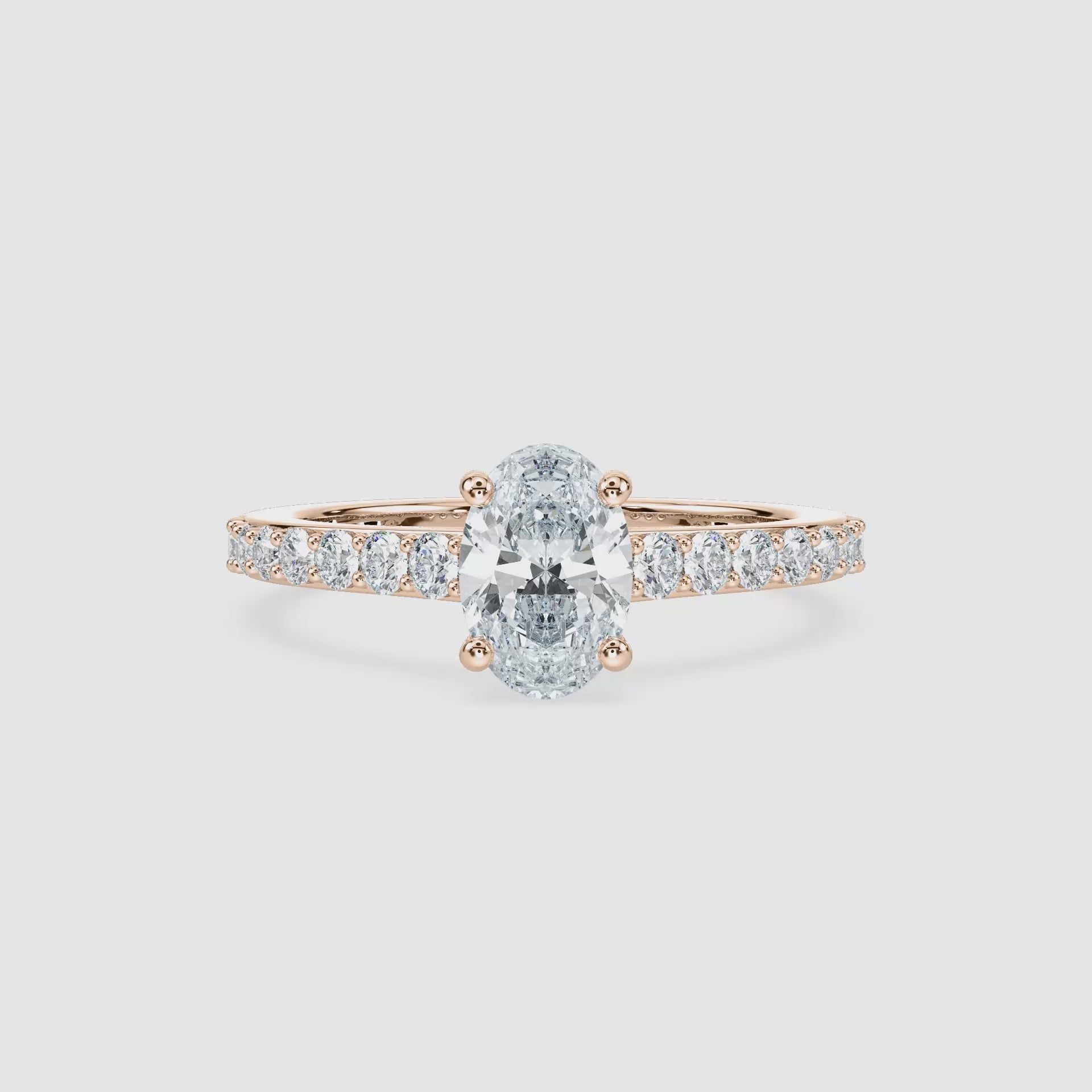 Video laden: Angel Hidden Halo Verlobungsring – Ovalschliff – Roségold – Video