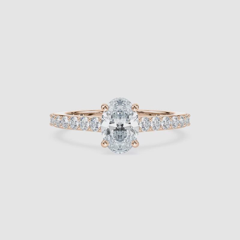Angel Hidden Halo Verlobungsring – Ovalschliff – Roségold – Video