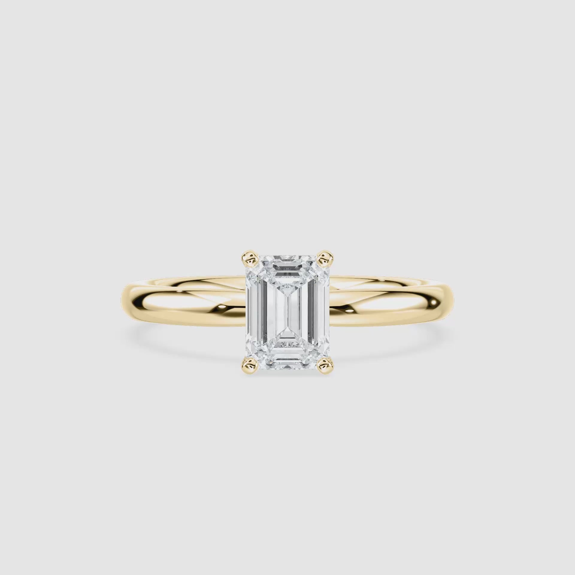 Video laden: Lauren Solitaire Verlobungsring – Smaragdschliff – Video
