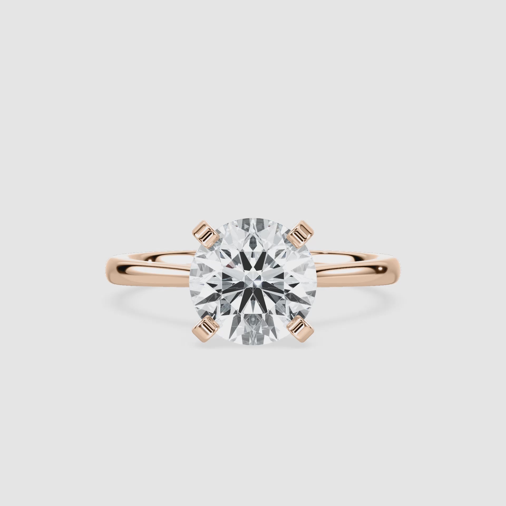 Video laden: Marie Kathedrale-Solitaire Verlobungsring – Rundschliff – Roségold – Video