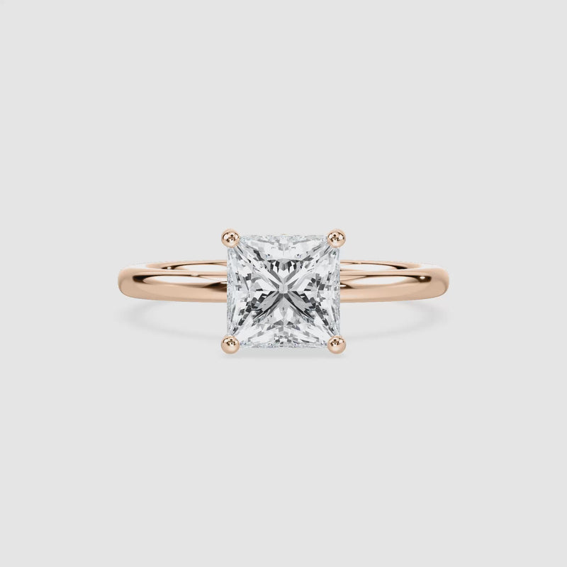 Rosey Blüten-Solitaire Verlobungsring – Prinzessschliff – Roségold – Video
