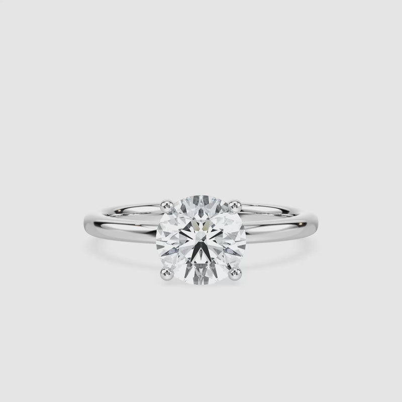 Rosey Blüten-Solitaire Verlobungsring – Rundschliff – Weißgold – Video