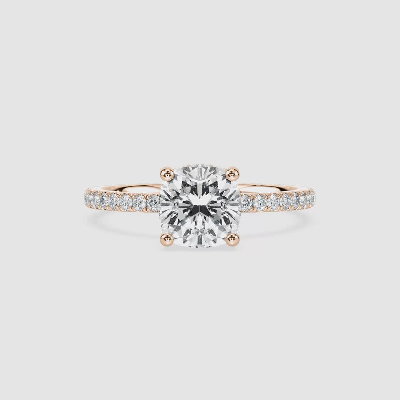 Margot Hidden Halo Verlobungsring – Kissenschliff – Roségold – Video