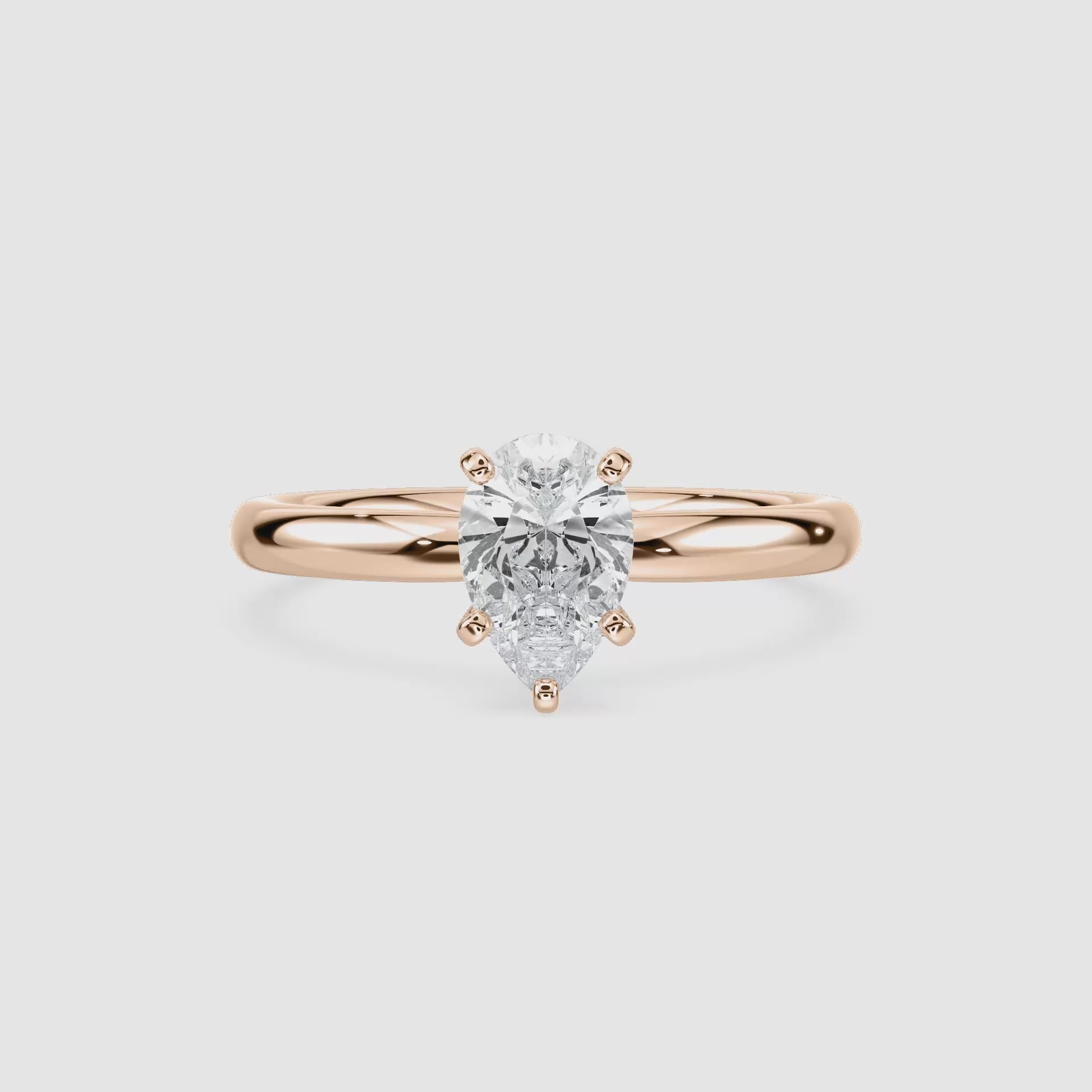Video laden: Lauren Solitaire Verlobungsring – Tropfenschliff – Roségold – Video