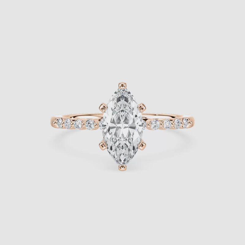 Willow Seitenstein Verlobungsring – Marquiseschliff – Roségold – Video