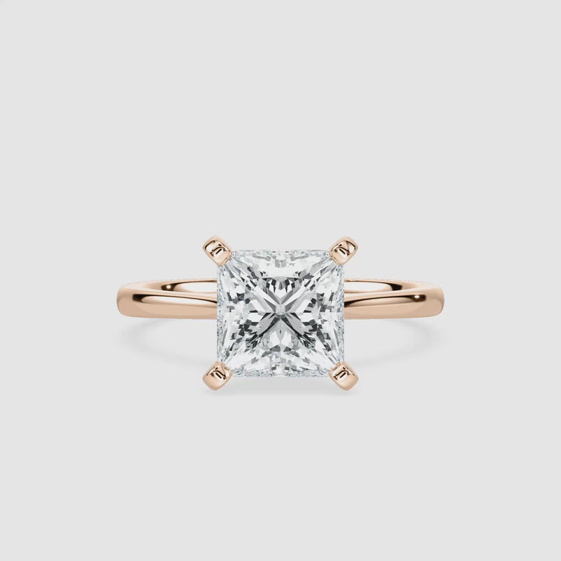 Marie Kathedrale-Solitaire Verlobungsring – Prinzessschliff – Roségold – Video