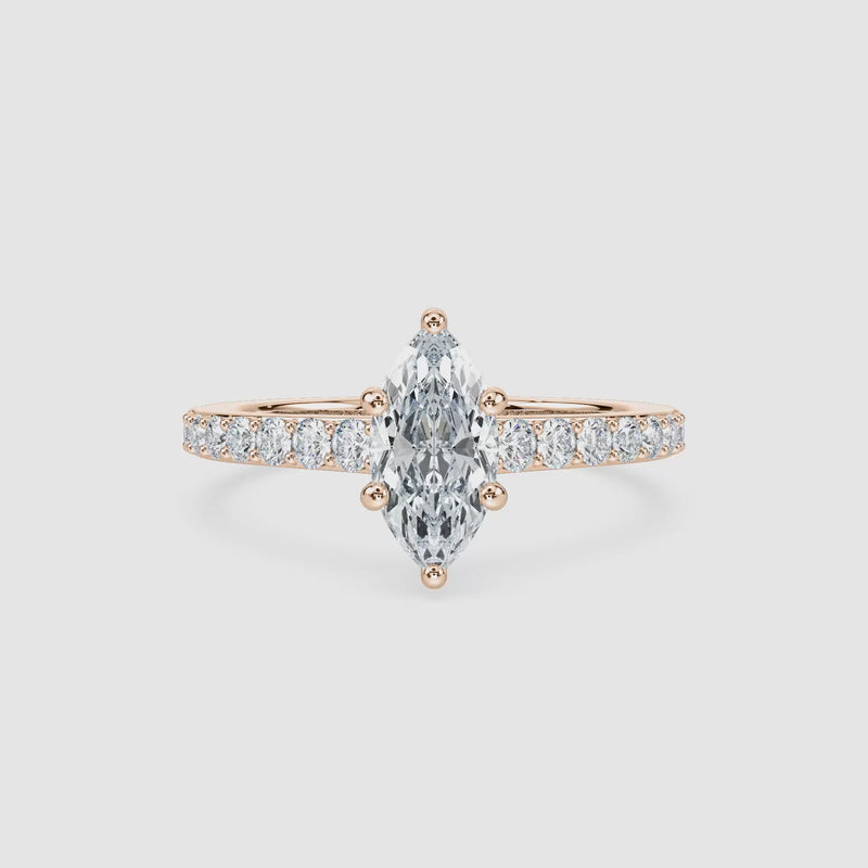 Angel Hidden Halo Verlobungsring – Marquiseschliff – Roségold – Video