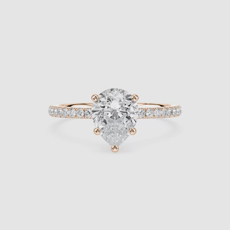 Margot Hidden Halo Verlobungsring – Tropfenschliff – Roségold – Video