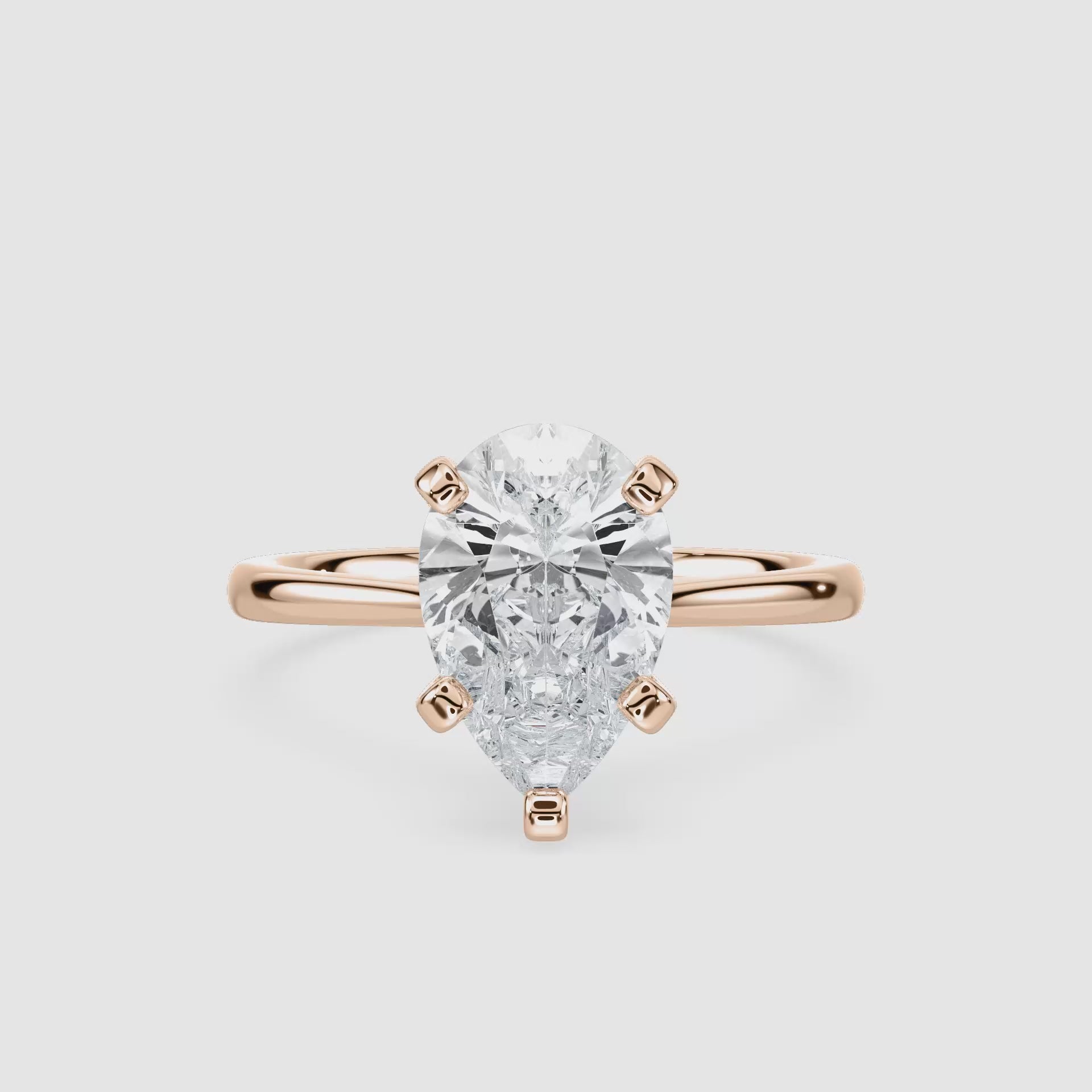 Video laden: Marie Kathedrale-Solitaire Verlobungsring – Tropfenschliff – Roségold – Video