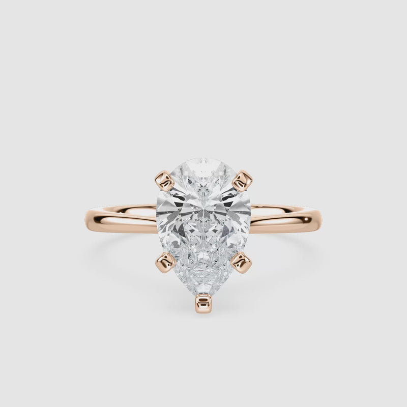 Marie Kathedrale-Solitaire Verlobungsring – Tropfenschliff – Roségold – Video