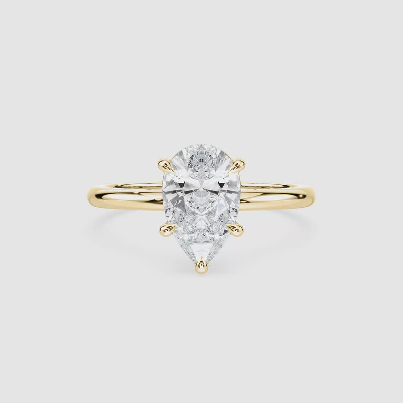 Maggie Solitaire Verlobungsring – Tropfenschliff – Gelbgold – Video