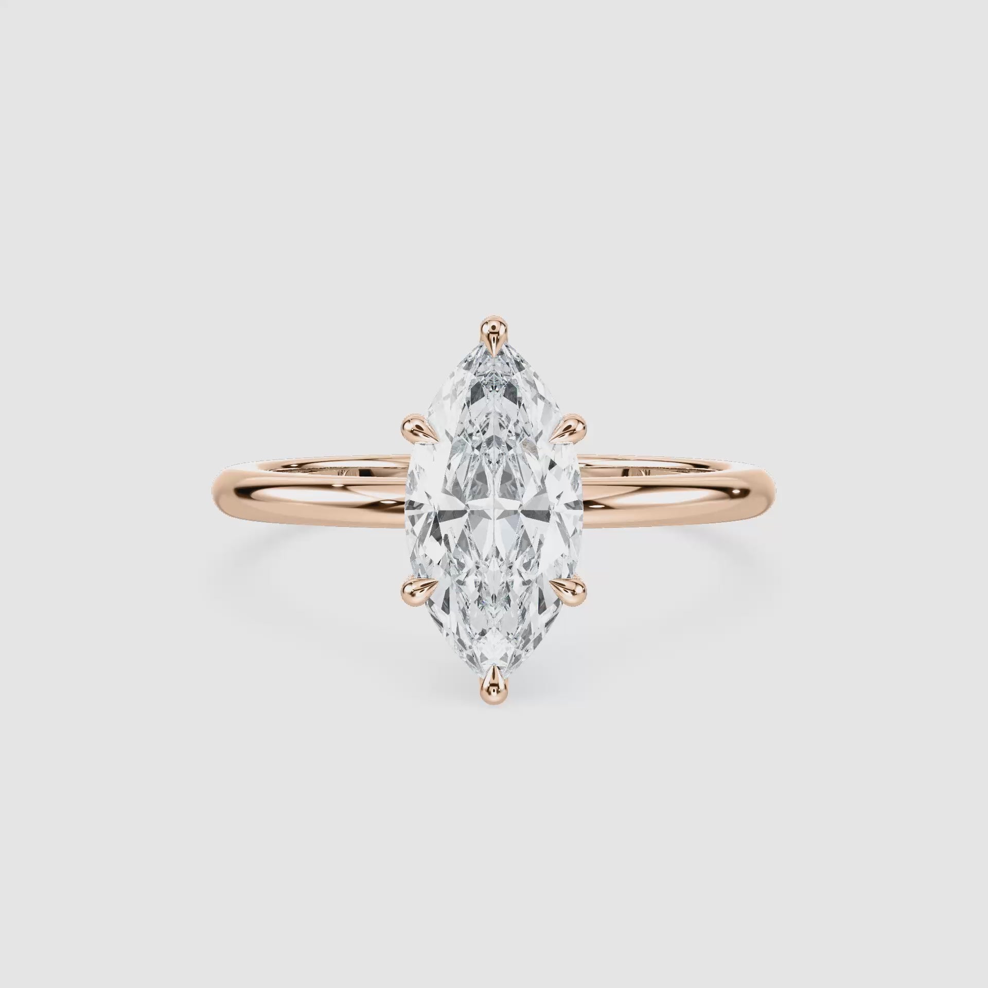 Video laden: Maggie Solitaire Verlobungsring – Marquiseschliff – Roségold – Video