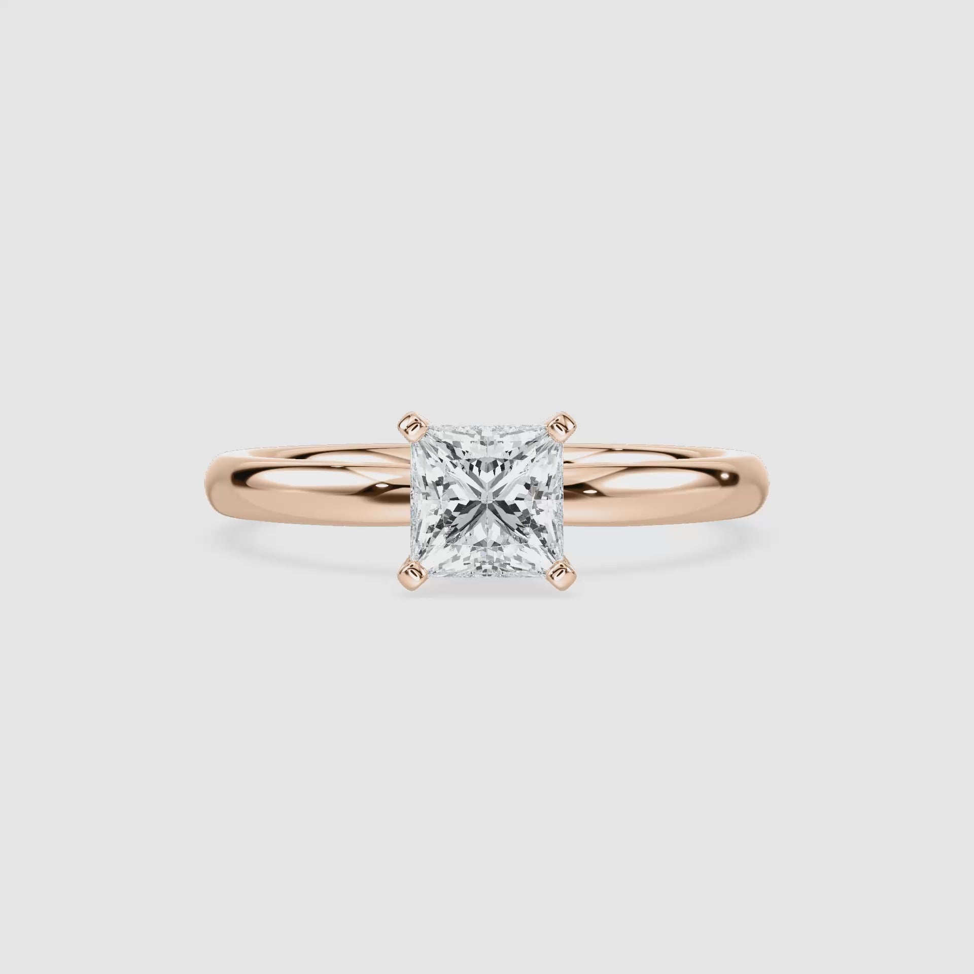 Video laden: Lauren Solitaire Verlobungsring – Prinzessschliff – Roségold – Video