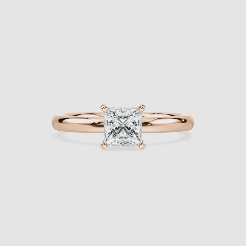 Lauren Solitaire Verlobungsring – Prinzessschliff – Roségold – Video