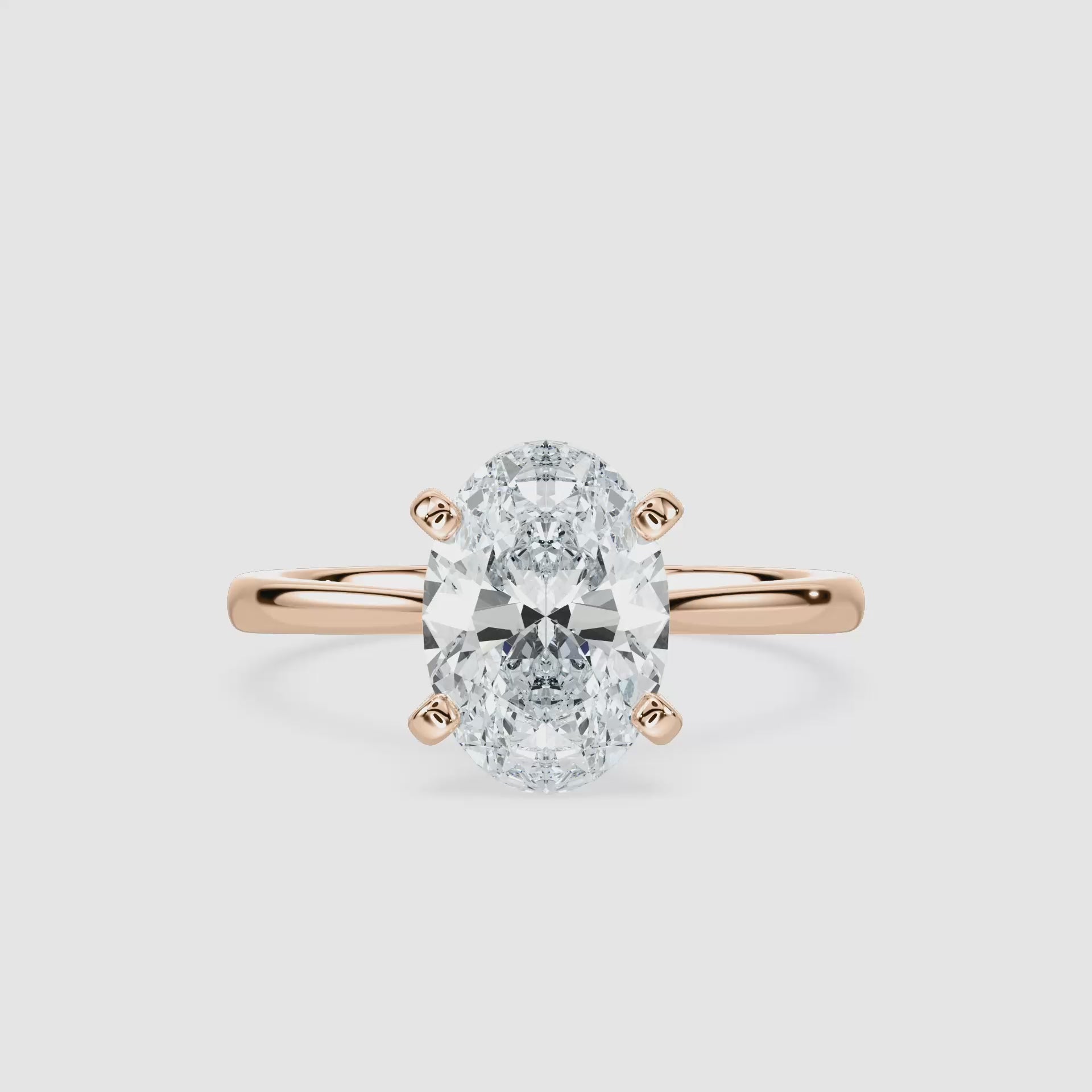 Video laden: Marie Kathedrale-Solitaire Verlobungsring – Ovalschliff – Roségold – Video