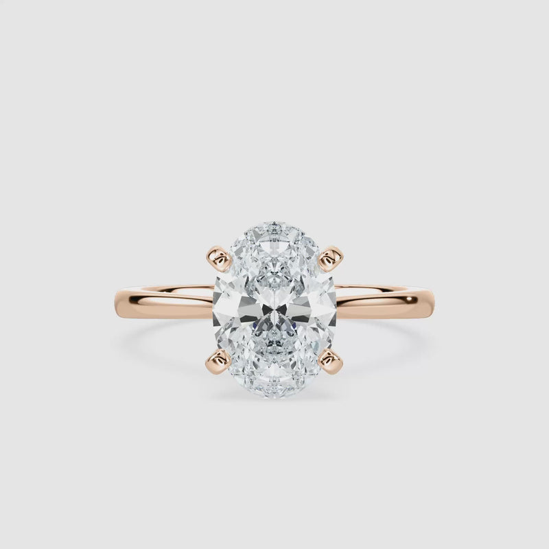 Marie Kathedrale-Solitaire Verlobungsring – Ovalschliff – Roségold – Video
